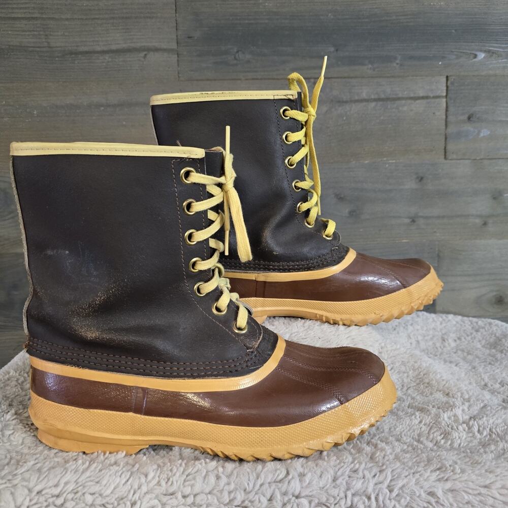 Sorel Caribou Pac Boots Men's Size 9 Brown Leather Waterproof Made in Canada